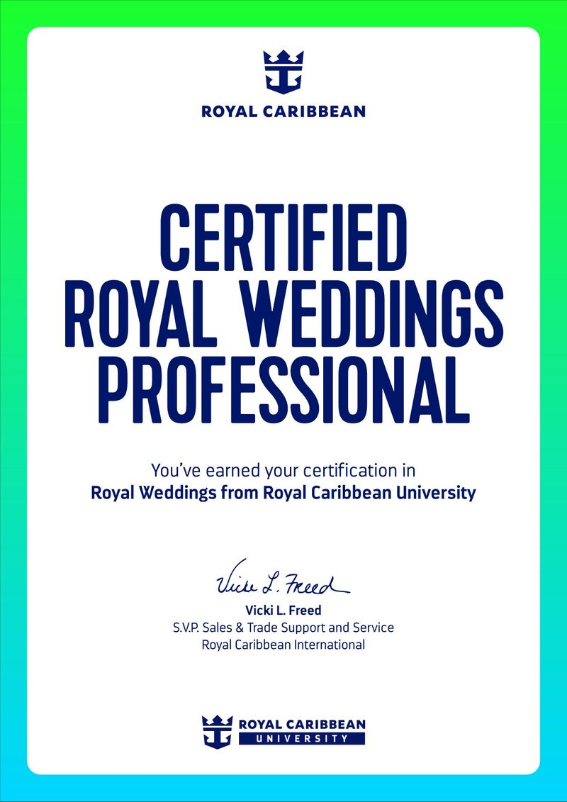 Certified Royal Weddings Professional — Royal Caribbean University