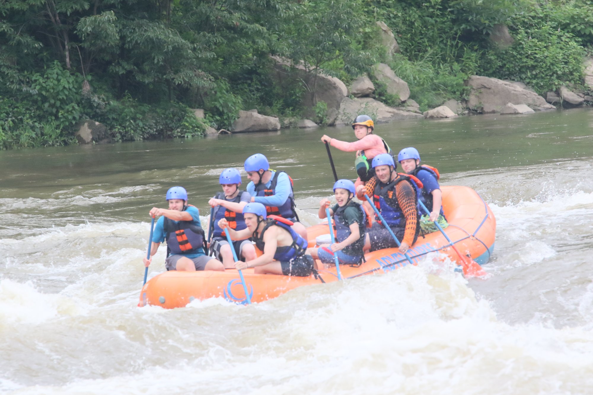 Group white water rafting adventure
